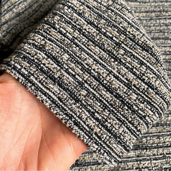 🖤 VILA BLACK WHITE GOLD SHIMMER TWEED CAPRI SLEEVE DRESS! - Picture 7 of 13